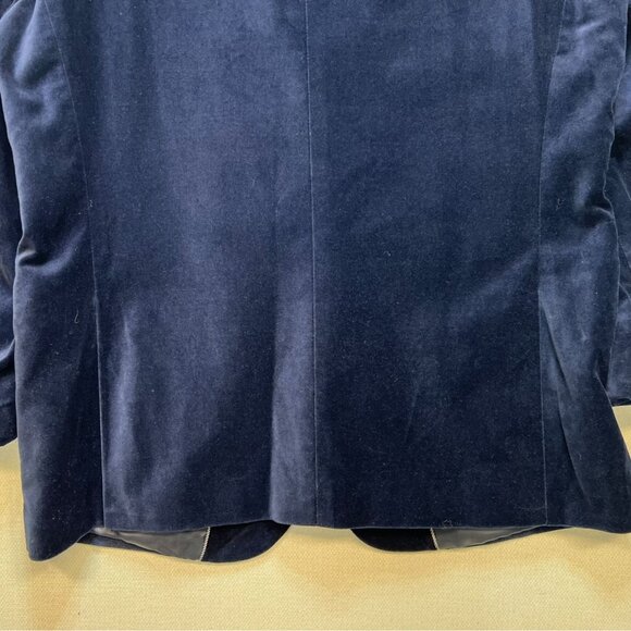 J. Ferrar Mens Velvet Coat Blazer Jacket Size 44R Navy Slim Fit Double Button - Picture 12 of 12